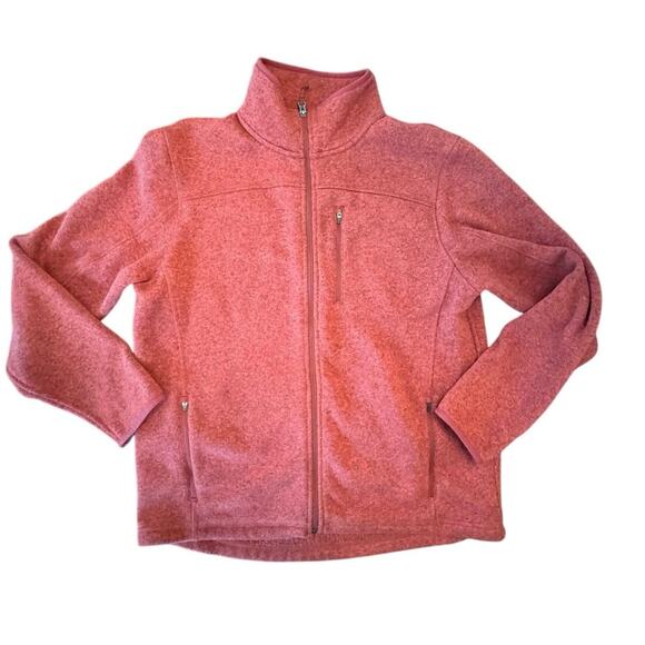 L.L. Bean men’s fleece sweater jacket coat full zip red/orange large regular - Picture 1 of 7